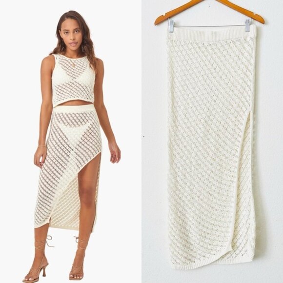 L*SPACE LARGE crochet lace cream midi skirt - Picture 1 of 5
